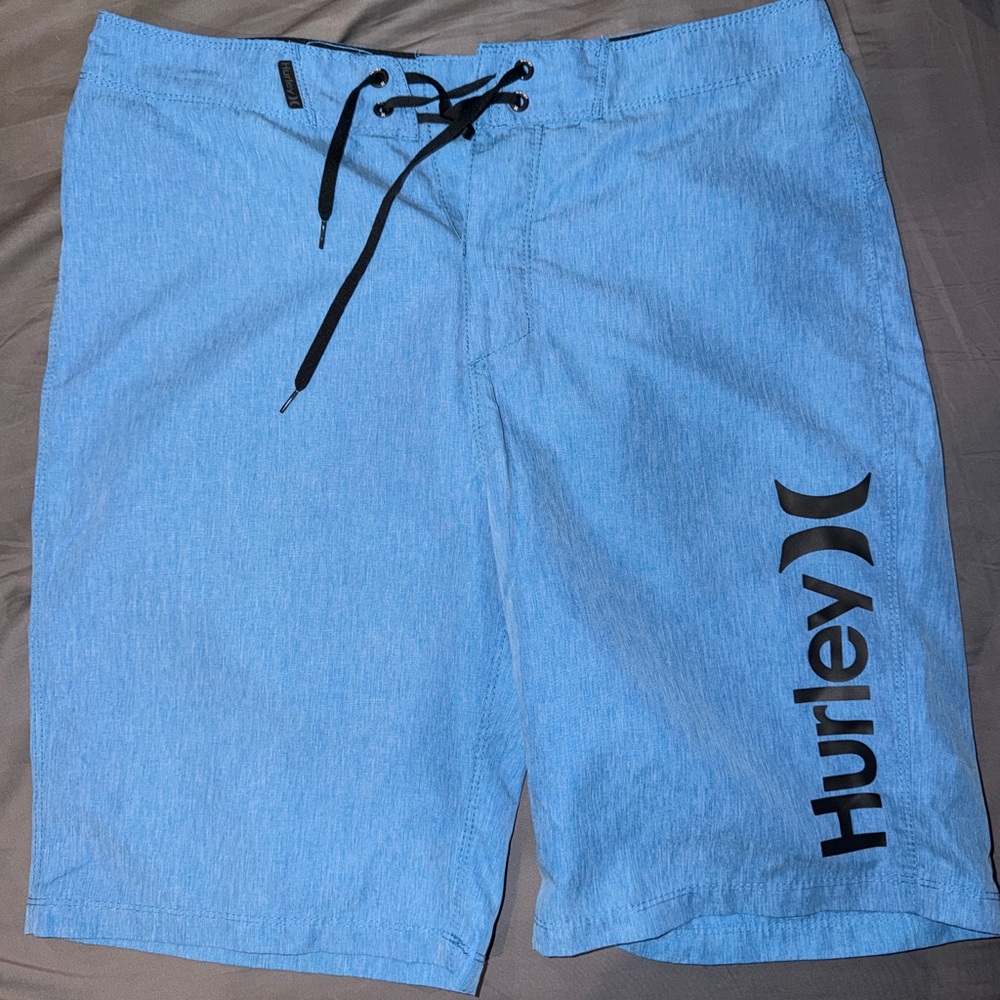 Hurley Blue Men's Board Shorts with Black Logo